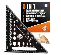 Equerre de Menuisier 180 mm en Acier - Outil 5 en 1 | Angles à 90 Degrés Précis, Marquages Gravés au Laser Résistants à l'Usure, Compact et Facile à Transporter - Noir et Orange