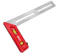 Équerre de menuisier 300 mm - Double niveau à bulle - Équerre de charpentier 90°/45° - 2-K précise avec poignée en plastique et règle en acier inoxydable GRAFF