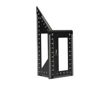 Équerre de menuisier bicolore 45°-90° en alliage d'aluminium, outil traçage précis for le travail du bois pour atelier d'usinage(Zwart)