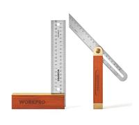 WORKPRO Jeu de 2 Equerres de Menuisier, Equerre 200 mm et Fausse Equerre 230 mm avec Lame en Acier Inoxydable et Manche en Bois Rouge Idéal pour Menuisier, Charpentier et Travail du Bois