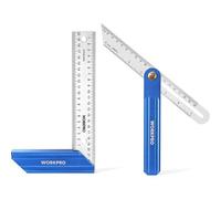 Equerre de Menuisier WORKPRO, 2 Pièce Equerre 230 mm et Fausse Equerre 200 mm avec Lame en Acier Inoxydable et Manche en Alliage d'Alu Ideal pour Menuisier, Charpentier et Travail du Bois