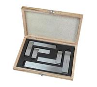 Équerre d'ingénieur Faithfull en acier, jeu de 4 pièces - 50, 75, 100, 150 mm (2, 3, 4 et 6 pouces), rectifiée avec précision, lame en acier trempé, coffret de rangement en bois