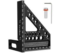 Équerre d'onglet 3D multifonction 22,5-90 en alliage d'aluminium - Outil de mesure de mise en page de haute précision - Outil de mesure de travail du bois pour menuisier, ingénieur - Noir