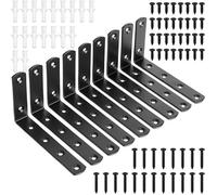 Équerre étagère murale en métal noir - lot de 9 supports en L fixation invisible 125 x 75 x 20 mm pour étagère bois charge lourde