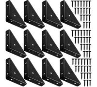 Equerre Etagere Murale Metal En Triangle 65mm x 65mm Cold Roulé Acier Croisillons Union Support Pour Bureau Lit Bord Noir 12pcs