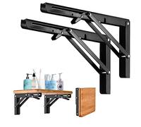 Equerre Etagère Pliante 500MM, LYCXAMES 2Pcs Support Console Pliable en Acier Laminé à Froid, Équerre pour Étagère Murale Pliants avec Vis de Fixation pour Garage, Cuisine, Jardin, Noir