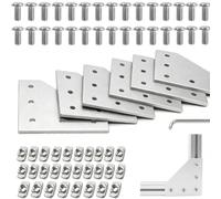 Equerre Fixation 6 Pcs Profilés en Aluminium 30x30 avec Vis M6 et llen | 30x30 Equerre Plate, Equerre Metal, Ferrure D'assemblage, L-équerre, Solide, 5 Trous,Kit Complet, pour Machines, 3D, étagères