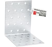 Équerre fixation métal angle large 100x100x80x2,0 mm, 1 pièce | acier, connecteur angle meuble, équerre assemblage bois, equerre perforée galvanisée, support étagère murale