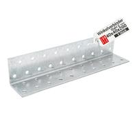 Équerre fixation métal angle large 40x40x200x2,0 mm, 1 pièce | acier, connecteur angle meuble, équerre assemblage bois, equerre perforée galvanisée, support étagère murale