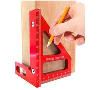 Equerre Menuisier-Jauge carrée en alliage d'aluminium - Angle de 45/90 degrés - Règle en T 3D- Pour charpentier (rouge)