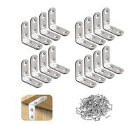 Équerre Metal, 20 Pcs Équerre de Fixation Inox à Angle Droit 90 Degrés Support d'Angle avec 80 Pcs Vis Métalliques pour Relier ou Fixer des Meubles (40 x 40 mm)