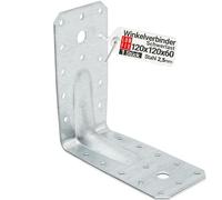 Equerre metal renforcées 120x120x60x2,5 mm, connecteurs bois galvanisés avec nervure, équerre support d'angle droit perforée pour menuiserie, fixation meuble, clôture, construction bois