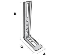 Simpson Équerre nervurée droite END130/1,5 acier galva 30x130x71,5x1,5 mm