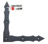Équerre plate 150x150x25x2,5 mm Équerre décorative Équerre ornementale Noire Équerre d’angle à 90 degrés L