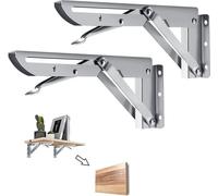 Équerre Pliante 450mm, 2 Pièces Étagère Pliante en Acier Inoxydable Support Console Pliable Equerre