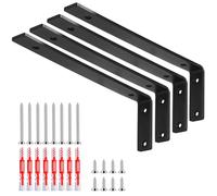 Équerre pour charges lourdes - 250 x 75 mm - 5 mm d'épaisseur - En métal - Supports d'étagère à 90° - Pour montage mural - Avec capacité de charge de 50 kg - (pour plaque de plâtre, brique, béton)