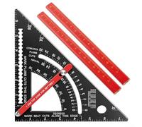 Équerre Triangle Alu 7" Réglable pour Angles(B) | Alliage aluminium léger, angle ajustable, table conversion incluse, finition noire mate, mesure précise