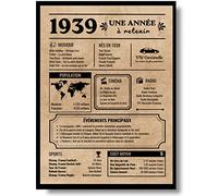 EQUIK PRODUCTS Carte Anniversaire 1939 | Affiche Vintage, Année de Naissance 1939 | Carte de Voeux, Cadeau Original Homme et Femme | Décoration de Fête