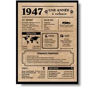 EQUIK PRODUCTS Carte Anniversaire 1947 | Affiche Vintage, Année de Naissance 1947 | Carte de Voeux, Cadeau Original Homme et Femme | Décoration de Fête