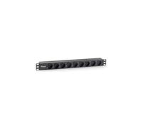 Equip 333282 : Unité de Distribution d'Énergie 9 Prises CA, 1U, 250V/16A, Câble 1.8m, Montage Horizontal, Boîtier Plastique Noir, Conforme RoHS/CE
