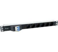 Equip PDU Basic 333312 6 Prises Type F 1U Rackable Horizontal 16A 220-240V Câble 1.8m H05VV-F 3G 1.5 mm² Aluminium Noir Certifié CE/RoHS