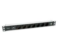 Equip PDU 333315 1U 7 Prises Type F 220-240V 16A Max 3500W avec Protection Surtension, Montage Horizontal Rack 19", Longueur câble 1.8m