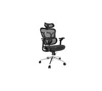 Equip 651051 Siège de bureau ergonomique, dossier grillagé, siège Mesh noir, accoudoirs 3D réglables, appuie-tête, inclinaison 90-120°, 150kg, 660x1350mm