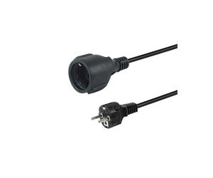 Equip Câble Alimentation 3m, Connecteurs CEE7/7 Mâle - CEE7/3 Femelle, H05VV-F3G 3x1.5mm², 250V 16A, Noir, Conforme REACH/RoHS/VDE