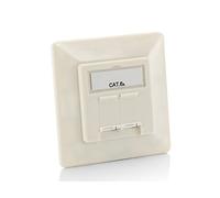 Equip 125772 : Double Prise RJ-45 Cat.6a, Blanc, 80x38.2x80mm, Montage mural, Conforme aux normes, Poids 170g, Code SH 85366990