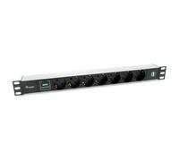 Equip Multiprise Rack 19" 1U 7x Schuko + 2x USB Aluminium Noir