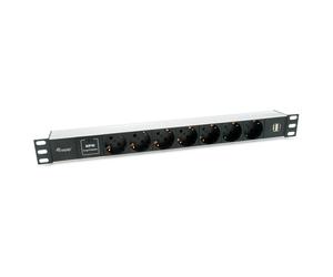 Equip Multiprise Rack 19" 1U 7x Schuko + 2x USB Aluminium Noir