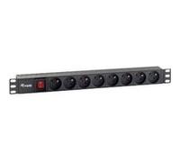 Equip Multiprise 19" 1U – 8 prises CEE7/5 – 1,8 m – 220-240 V – 3,5 kW – Noir