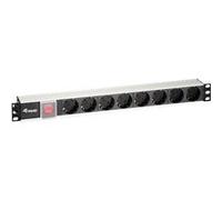 Equip 333293 Unité Distribution Énergie Rack 1U 8 Prises Type F 250V 16A, Câble 1.8m, Aluminium, Conforme CE/RoHS
