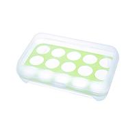 equlup Boîte à œufs, 9,84 x 6,10 x 2,83 pouces, récipient alimentaire en plastique, support de service, affichage 15 grilles, support de stockage, plateau d'organisation pour outils de (Verte)
