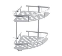 equlup Caddie de Douche d'angle, 36x22x30cm, Support Mural en Aluminium à Double Niveau, étagère d'angle de Salle de Bain, Organisateur de Rangement, Porte-shampooing, Porte-Serviettes,