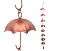 equlup Chaînes de Pluie pour gouttières, Cloche Attrape-Pluie 8 Tasses | 100x9cm/39.4x3.5in, bec de descente de gouttière décoratif, inverseur d'eau avec crochet en S, pour jardin, Patio, avant-toit
