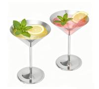 equlup Goblet de vin en acier inoxydable, 2PCS Champagne Cup Pot de stockage de boisson Double mur isolé verre de vin en métal Cocktail incroyable pour l'extérieur, le voyage, le camping