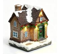 equlup Maison de Village de Noël éclairée, Figurine de Maison enneigée en résine (Fit for W11084453)