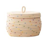 equlup Rangement en corde de coton avec couvercle, petite boîte de rangement ronde tissée de 22 x 17 cm, organisateur décoratif de pot, présentoir de seau pour étagère, placard,