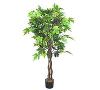 Erable Plante Arbre Artificielle Artificiel Plastique 130cm avec Bois Véritable Domaine Interne Decovego