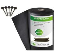 EraGreen Toile anti-mauvaises herbes de qualité supérieure - 0,80 m x 10 m + 10 ancres de terre - 50 g/m² - Perméable à l'eau - Stabilisée aux UV - Idéale pour le jardin, les parterres surélevées, les