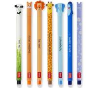 Erasable Gel Pens With Thermosensitive Ink, Ink Color Range And Round Barrel, 0.7mm Nib, Panda, Corgi, Lion, Giraffe, Elephant, Shark, Hippopotamus, 7 Pack