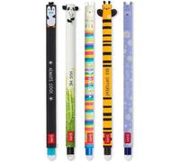 Erasable Gel Pens With Thermosensitive Ink, Range Of Ink Colours And Patterns, 0.7mm Nib, Penguin, Panda, Llama, Bee And Hippo (Pack Of 5)