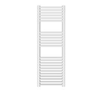 Ercos Chauffe-serviettes chauffant pour salle de bain, dimensions 500 x 1200 mm, radiateur de couleur blanc moderne, fixations de 1/2" fournies avec kit de montage
