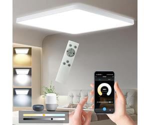 Eregou 24W LED Plafoniera Dimmable, App Smart Plafoniera Pannello LED, 2400LM Wifi Lampada per Camera da letto Soggiorno Cucina Ufficio, Compatibile con Alexa Google Assistant