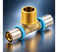 ERFU Té Mâle à Sertir Multicouche - Raccord en T, Certifié DVGW, Multi-Profils U/H/TH, Laiton Fiable et Durable (26 mm x 3/4" x 26 mm)