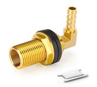 ERGAOBOY 1 pièce Raccord Traversée de Cuve Laiton 8mm Coude 90° Cannele | Passe Paroi Récupérateur Eau de Pluie avec Raccord Coudé 90° Embout Cannelé
