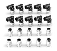 ERGAOBOY 10 pièces coudes et raccords droits combinés 6 mm de diamètre extérieur x filetage BSP 1/2" à connexion rapide par pression, raccords pneumatiques à verrouillage par pression, PC6-04+PL6-04