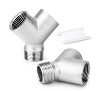 ERGAOBOY 2 Pcs 304 Acier inoxydable en forme de Y 3 voies Raccords de tuyauterie, 1/2" BSP femelle x 1/2" BSP femelle x 1/2" BSP Connecteur fileté mâle