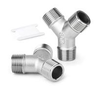 ERGAOBOY 2 Pcs Raccords de tuyau en T en forme de Y en acier inoxydable 304 1/2" BSP mâle 3 voies pour eau/huile/gaz